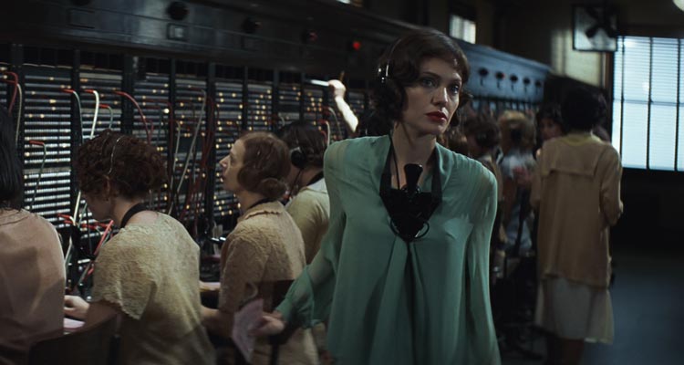 Changeling 2008 Movie Scene Angelina Jolie as Christine Collins at her job waiting to hear from police about her missing son