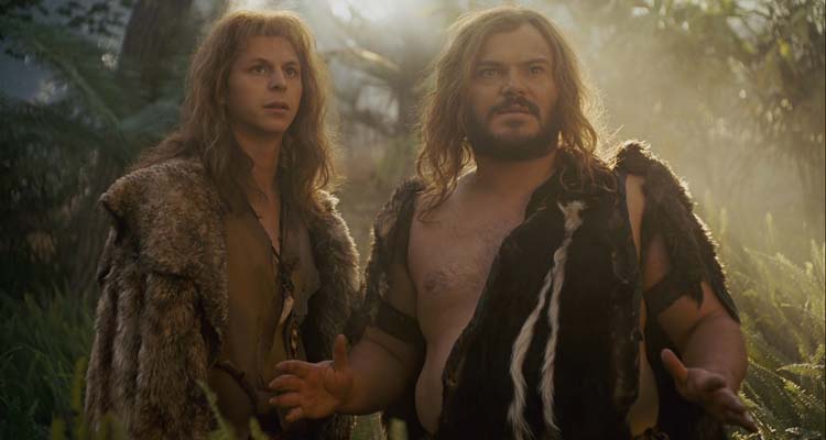 Year One 2009 Movie Scene Jack Black as Zed and Michael Cera as Oh looking at Tree of Knowledge of Good and Evil