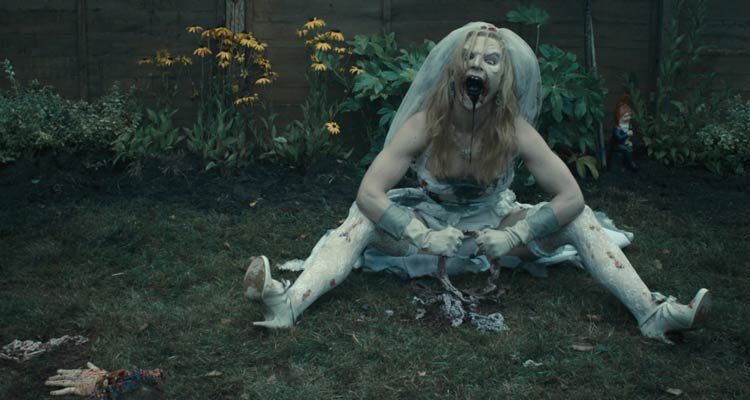 Doghouse 2009 Movie Scene Victoria Hopkins as the bride zombie in a wedding dress