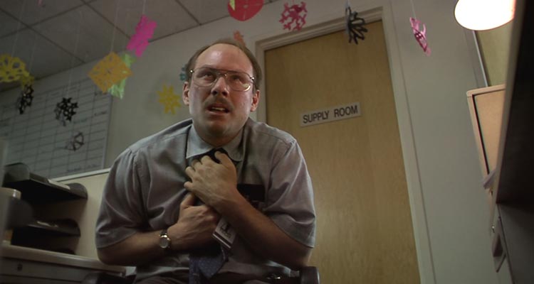 He Was a Quiet Man 2007 Movie Scene Christian Slater as Bob thinking about shooting up his office