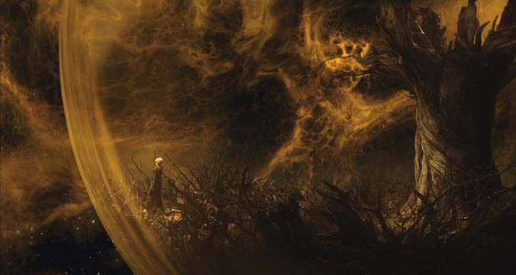 The Fountain 2006- Movie Scene Hugh Jackman floating in space in a sphere next to the magical tree of life