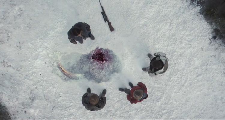 The Thaw 2009 Movie Scene The research team standing next to a wooly mammoth they've just discovered in the permafrost