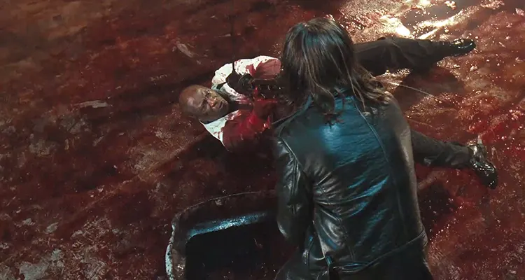 The Tournament 2009 Movie Scene Ving Rhames as Joshua holding a shotgun to the face of the last contestant