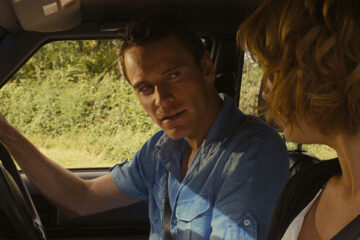 Eden Lake Movie 2008 Scene Kelly Reilly as Jenny and Michael Fassbender as Steve driving to the lake