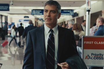 Up in the Air 2009 Movie Scene George Clooney as Ryan Bingham at an airport about to board a plane