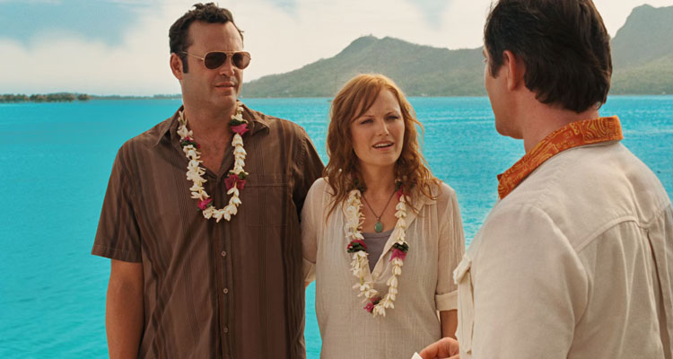 Couples Retreat Movie 2009 Scene Vince Vaughn as Dave and Malin Akerman as Ronnie arriving at the island resort