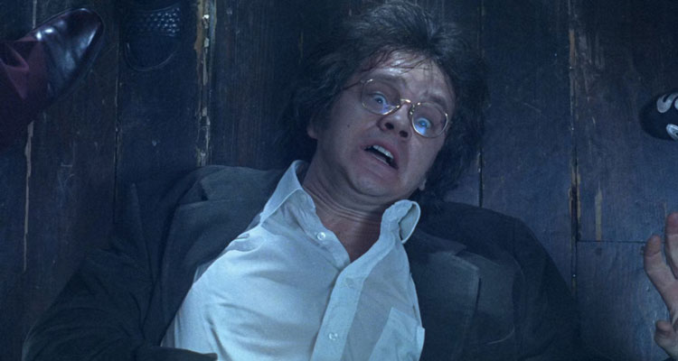 Jacobs Ladder 1990 Movie Scene Tim Robbins as Jacob laying on the floor while hallucinating heavily