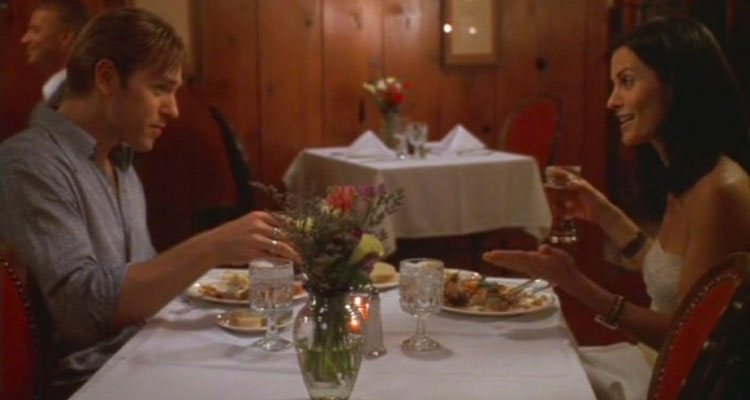 The Runner 1999 Movie Courteney Cox and Ron Eldard having dinner scene
