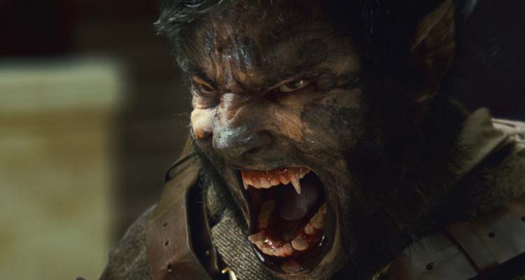 The Wolfman 2010 Movie Scene Benicio Del Toro as the werewolf snarling after the transformation sequence