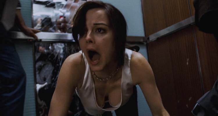 Devil 2010 Movie Scene Bojana Novakovic on the floor of the elevator screaming