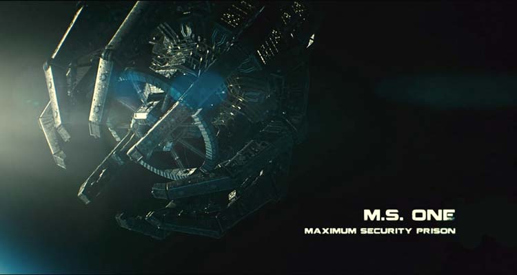 Lockout 2012 Movie Scene A wide shot of the maximum security prison M.S. One orbiting Earth as a space station