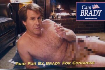 The Campaign 2012 Movie Scene Will Ferrell as Cam Brady posing nude for a political ad after fucking his opponent's wife