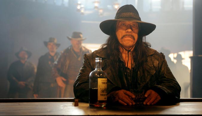 Dead In Tombstone [2013] Movie Danny Trejo as Guerrero sitting in a bar drinking scene
