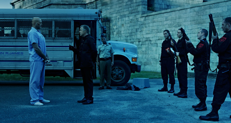 Brawl in Cell Block 99 2017 Vince Vaughn as Bradley Thomas and Don Johnson Warden Tuggs Arrival in prison scene
