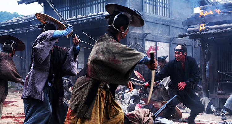 13 Assassins Movie 2010 Sir Doi fighting in the village scene
