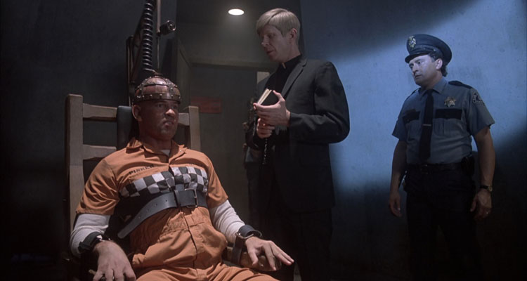 Shocker Movie 1989 Scene Mitch Pileggi as Horace Pinker sitting on the electric chair