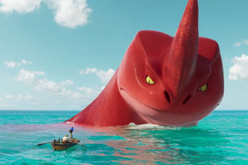 The Sea Beast Movie 2022 Scene Red Bluster helping Maisie and Jacob sail their little boat