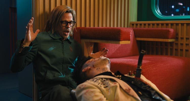 Bullet Train 2022 Movie Scene Brad Pitt as Ladybug after he accidentally killed Bad Bunny as Wolf