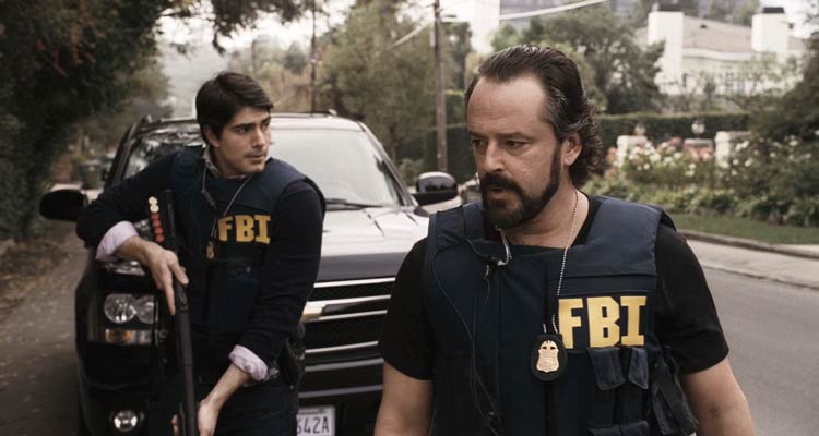 Unthinkable 2010 Movie Scene Gil Bellows as FBI Agent Vincent and Brandon Routh as FBI Agent D.J. Jackson about to enter a house armed