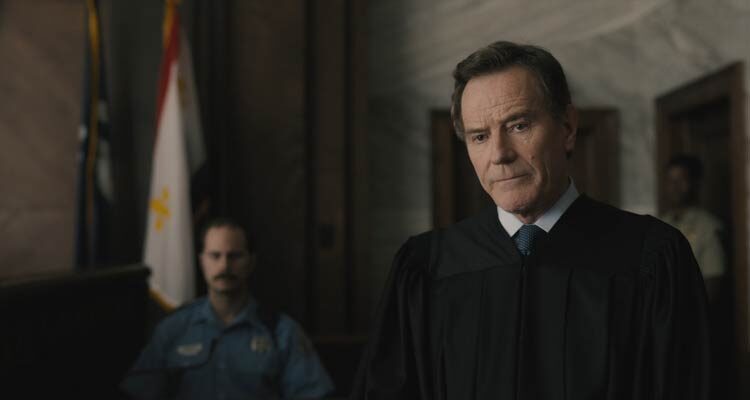 Your Honor TV Series Show Scene Bryan Cranston as Michael Desiato acting like a defense lawyer during the trial with a cop on the stand and him officially being a judge in the case