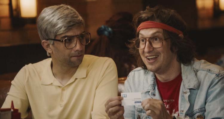 BlackBerry 2023 Movie Scene Jay Baruchel as Mike and Matt Johnson as Doug in a business meeting with Jim