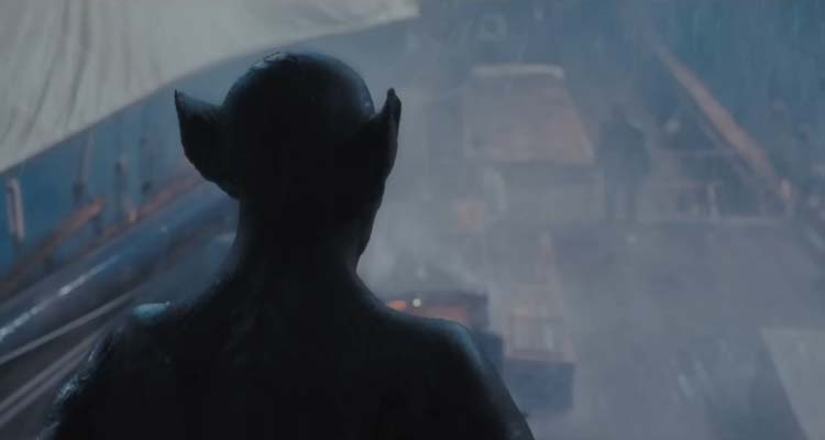 The Last Voyage of the Demeter Movie 2023 Scene Count Dracula with his pointed ears eying out a new victim on the ship