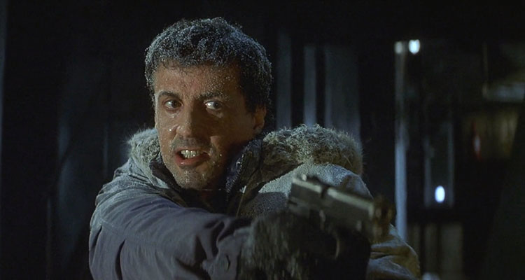 D-Tox 2002 Movie Scene Sylvester Stallone as Jake Malloy holding a gun pointed at the killer