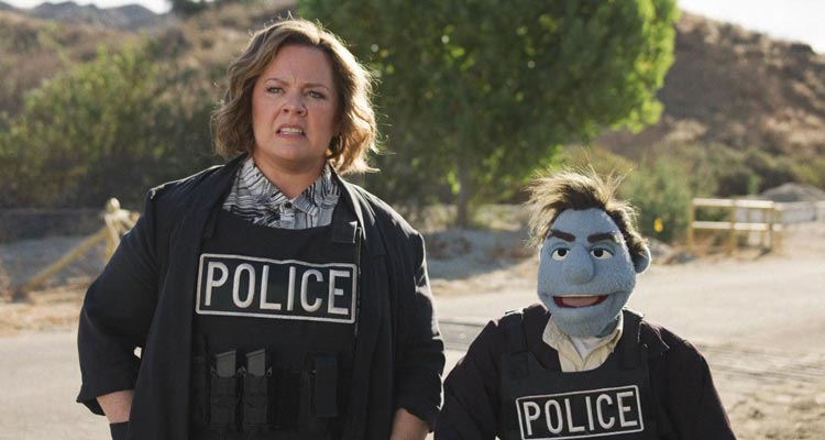 The Happytime Murders 2018 Movie Scene Melissa McCarthy as Detective Connie Edwards and Bill Barretta as Phil Phillips the puppet who's now a private investigator