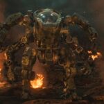 Atlas 2024 Movie Scene Jennifer Lopez as Atlas Shepherd in her giant AI robot mech fighting against rogue AI robot Harlan