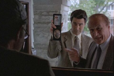 Relentless 1989 Movie Scene Leo Rossi as Sam Dietz and Robert Loggia as Bill Malloy, two detectives looking for a serial killer in Los Angeles