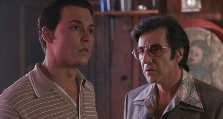 Donnie Brasco 1997 Movie Scene Al Pacino as Lefty and Johnny Depp as Donnie in their new nightclub in Miami