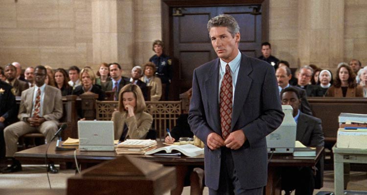 Primal Fear 1996 Movie Scene Richard Gere as Martin Vail in the courtroom during the Aaron Stampler's trial working as his lawyer