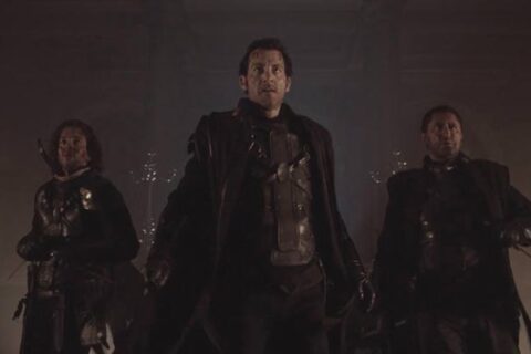 Last Knights 2015 Movie Scene Clive Owen as Raiden with two of his warriors storming the palace to kill Geza Mott