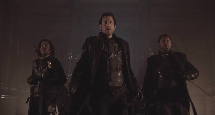 Last Knights 2015 Movie Scene Clive Owen as Raiden with two of his warriors storming the palace to kill Geza Mott