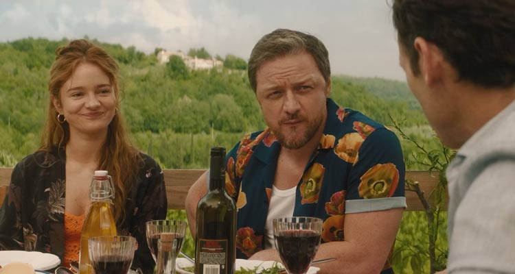 Speak No Evil 2024 Movie Scene James McAvoy as Paddy and Aisling Franciosi as Ciara at the vacation in Italy