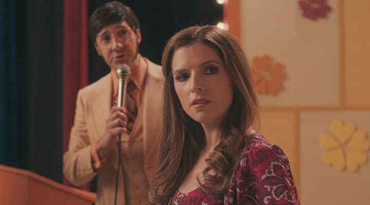 Woman of the Hour 2024 Movie Scene Anna Kendrick as Sheryl at the set of The Dating Game with Tony Hale as Ed
