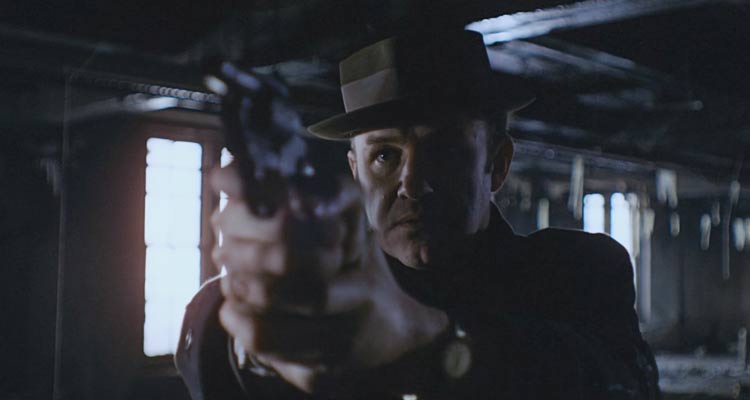 The French Connection 1971 Movie Scene Gene Hackman as Jimmy Popeye Doyle holding his gun during the final fight