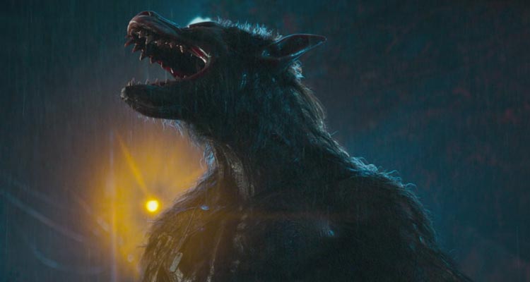 Werewolves 2024 Movie Scene A werewolf howling at the supermoon in rain during the final fight