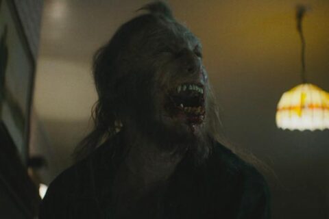 Wolf Man 2025 Movie Scene A Werewolf screaming after killing its enemy