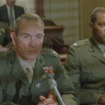 Rules of Engagement 2000 Movie Scene Tommy Lee Jones as Colonel Hayes Hodges and Samuel L. Jackson as Colonel Terry Childers during the court martial trial