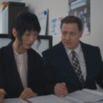 Rental Family 2025 Movie Scene Brendan Fraser as Phillip Vanderploeg and Mari Yamamoto as Aiko working on the script for his next role of a father