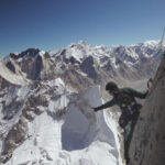 Meru 2015 Documentary Scene Renan Ozturk pointing where they started their climb on the mountain