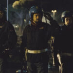 ACAB - All Cops Are Bastards 2012 Movie Scene Pierfrancesco Favino as Cobra, Marco Giallini as Mazinga, and Filippo Nigro as Negro getting ready to fight with the hooligans