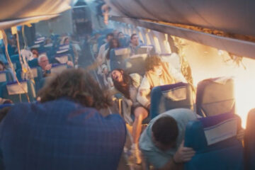 Deep Water 2026 Movie Scene Airplane going down with the side of it missing