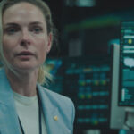 A House of Dynamite 2025 Movie Scene Rebecca Ferguson as Captain Olivia Walker realizing that a nuclear warhead is heading to the US