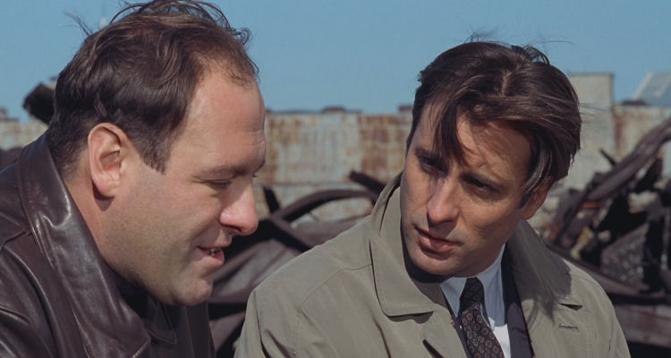 Night Falls On Manhattan 1996 Movie Scene Andy Garcia as Sean Casey talking to James Gandolfini as Joey Allegretto about his corruption