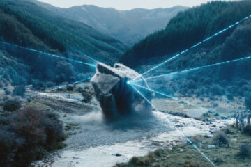 War Machine 2026 Movie Scene Alien craft scanning the environment
